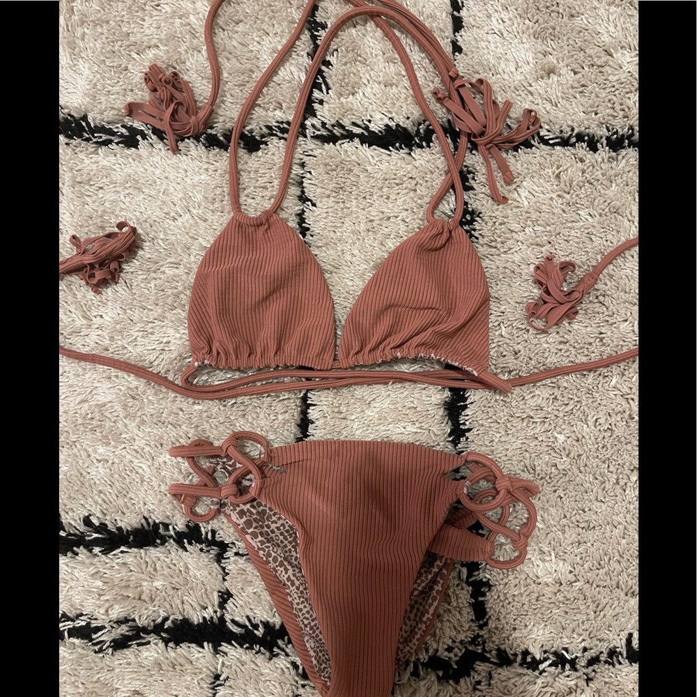 Acacia swimwear cannons top in lipstick cord